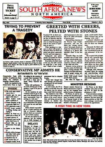 South Africa News front page